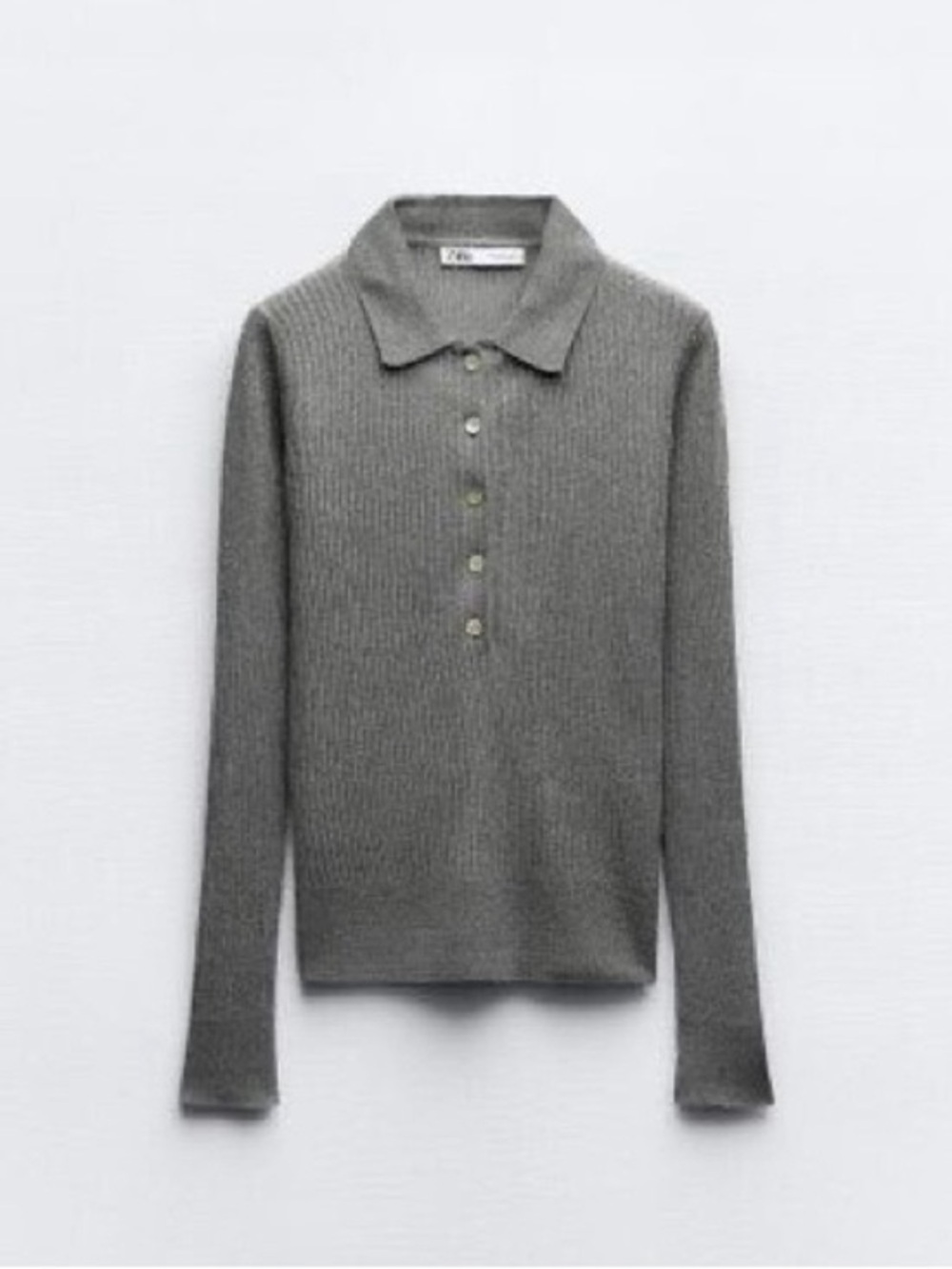 Zara Womens Ribbed Slinky Knit Polo Sweater  Size Large